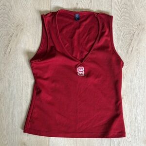 Fitted Red Sleeveless Tank Top